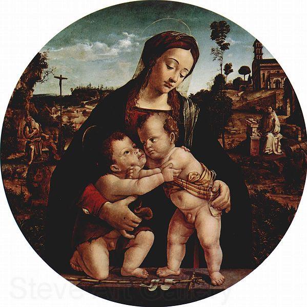 Piero di Cosimo Madonna mit Hl. Johannes dem Taufer, Tondo Norge oil painting art